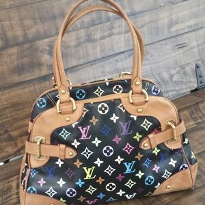 Louis Vuitton Takashi Murakami Black  Multicolor Claudia Handbag Authentic